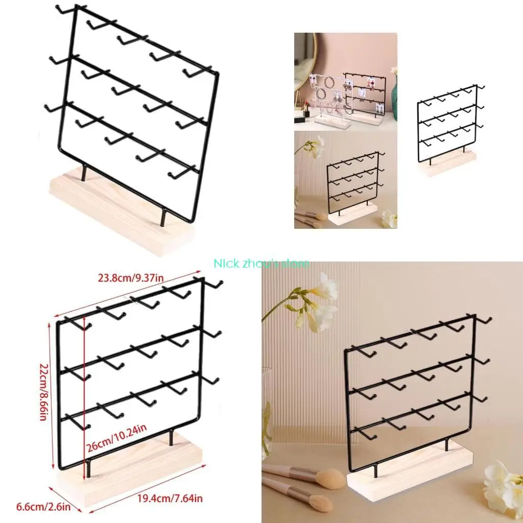 

E15E Elegant Earring Display Stand with Multiple Hooks Accessory Organization Rack