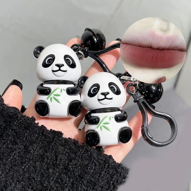 Art Value Rose Red Brown Lip Gloss Waterproof Long-Lasting Panda Keychain Velvet Lipstick Tint Makeup Lip Stain Korean Cosmetics