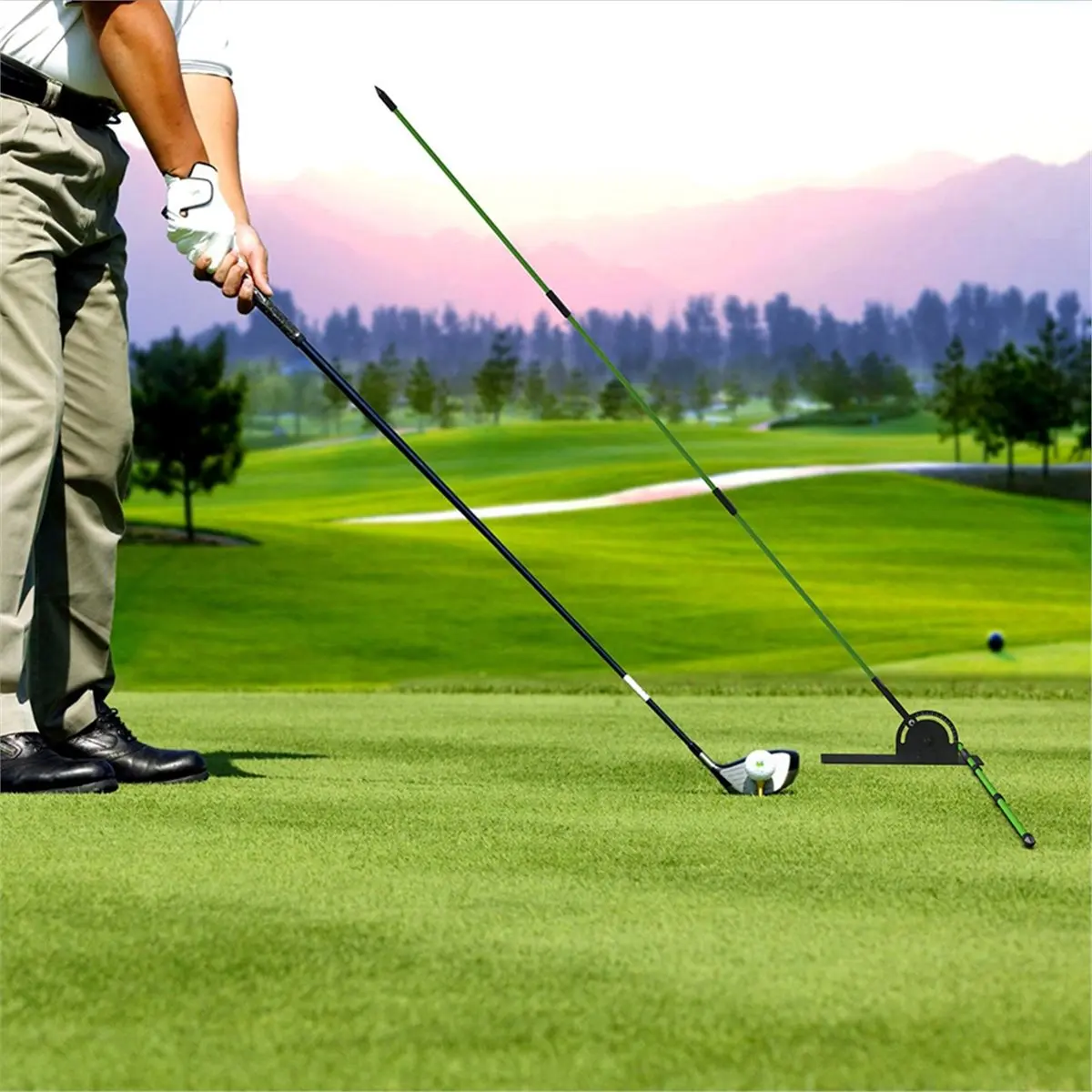 (AD12) Adjustable Golf Alignment Stick Holder Golf Training Aid Putting, Swing Trainer Accessories for Golf Backyard Practice