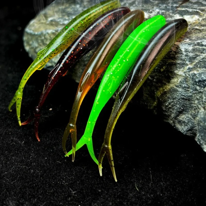 10 Stück Schwimmende Bionische Köder Gabelschweif-Weichköder Hochsalzbeständiger Köder Bissfester Wildbass-Köder Angelzubehör – Detail 5