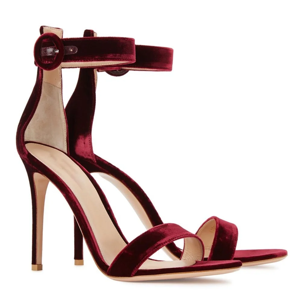 

Concise Wine Red Leather claret Sandals Woman claret Color Summer Open Toe Sandals Women Gladiator Shoes