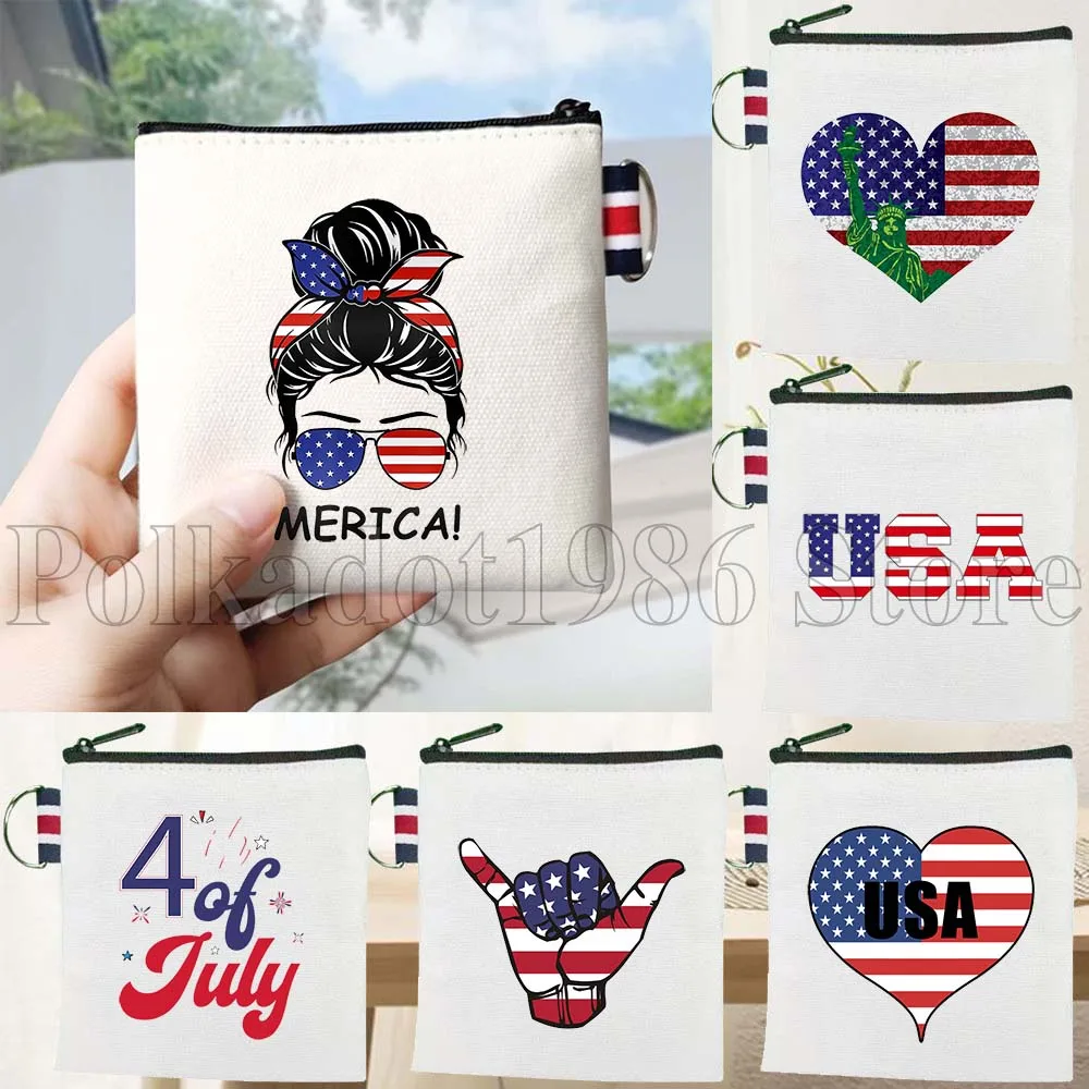 

Американский флаг США, 4 июля, сердце, флаг, статуя Свободы, подарок, холст, кошелек для монет, маленькая сумка для хранения ключей, хлопковый кошелек, сумка