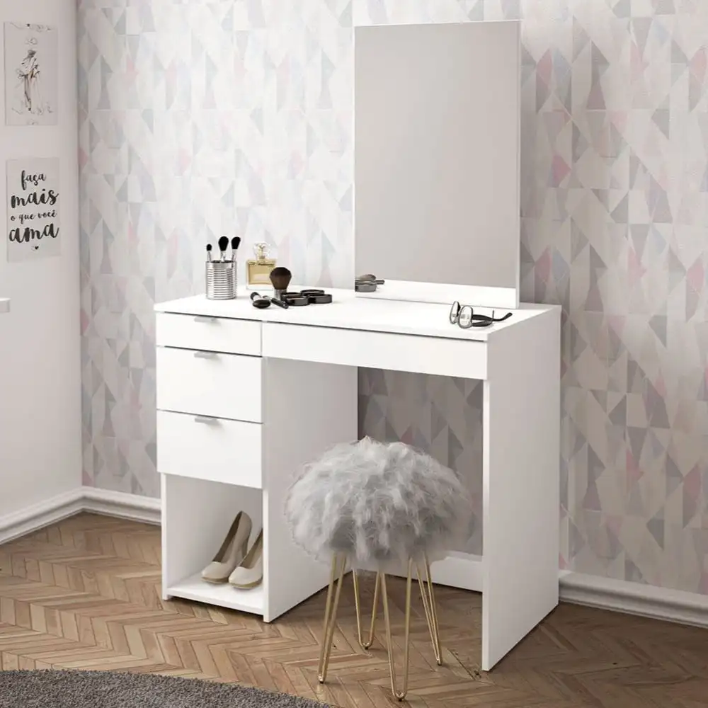 Joplin Modern Bedroom Vanity Table, White Finish