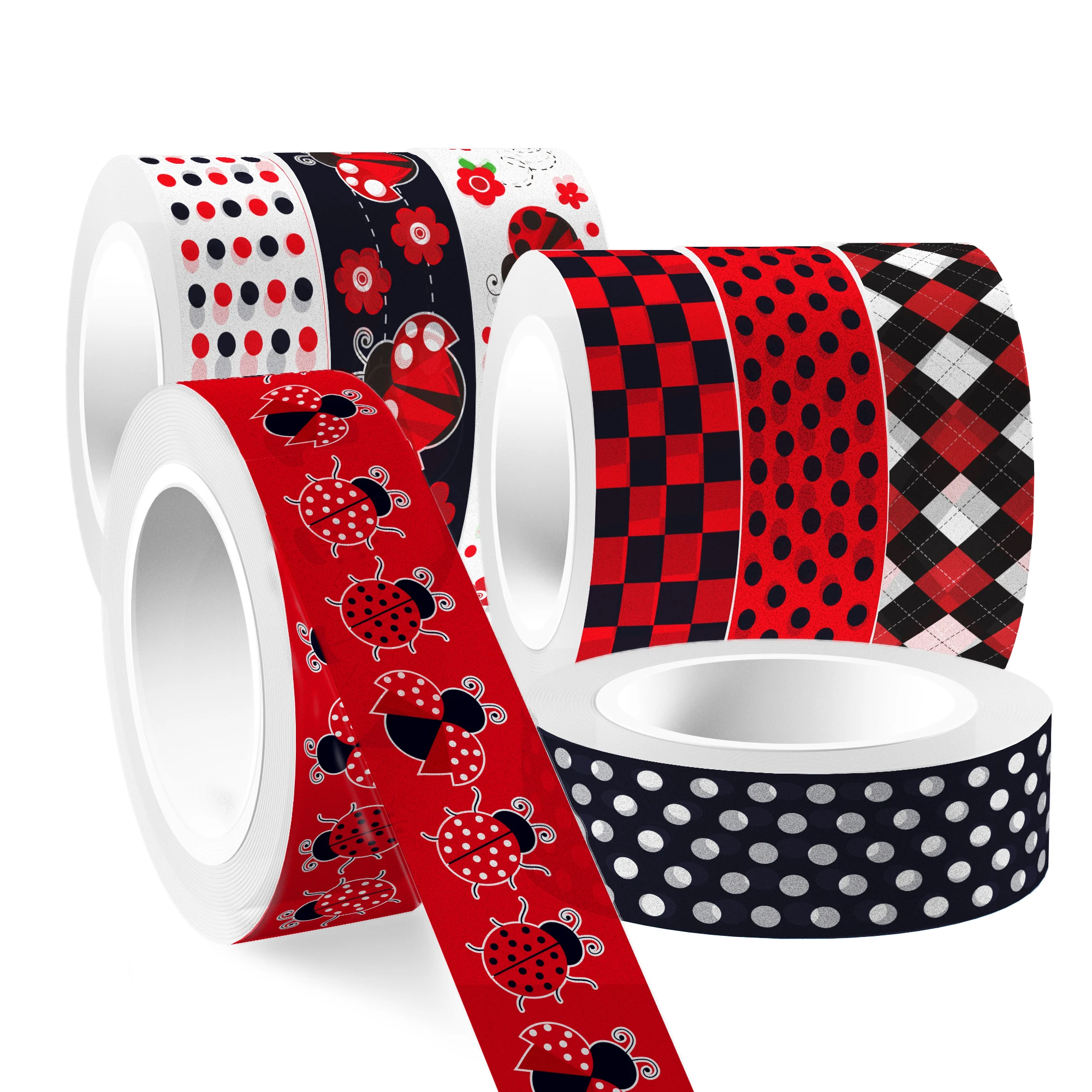 12 Rollen Cartoon Marienkäfer Insekt Blumen Design Washi Tape Set Masking Tape Handbuch Materialien Geburtstag Baby Shower Party Supplies – Detail 6