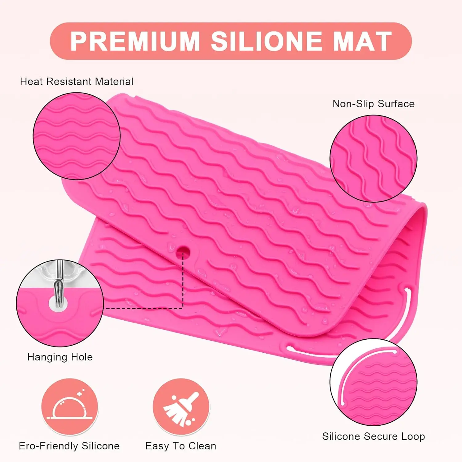 Neue Plus Size Silikon Hitzebeständige Matte Tragbare Reise Hot Tools Pad Abdeckung für Lockenstab, Glätteisen Haarglätter – Detail 5