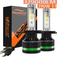 Heyword H4 H7 Car LED Headlight H1 H8 H11 HB3 HB4 9005 9006 LED Light 6000 390W 129000LM Auto LED Lamp Turbo Fog Light Bulbs 12V