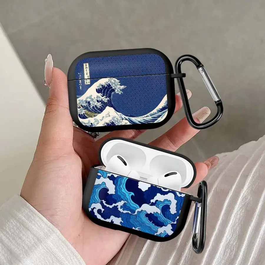 

Case For Airpods Pro 4 1 2 3 Pro2 Pro3 Earphone Cases Cover Cartoon Ocean Tsunami