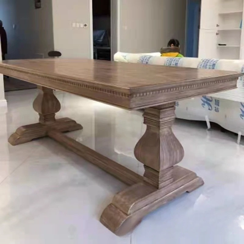 Retro Solid Wood Old Long Table American Country Dining  Rectangular Log Large Board Conference  Household Desk