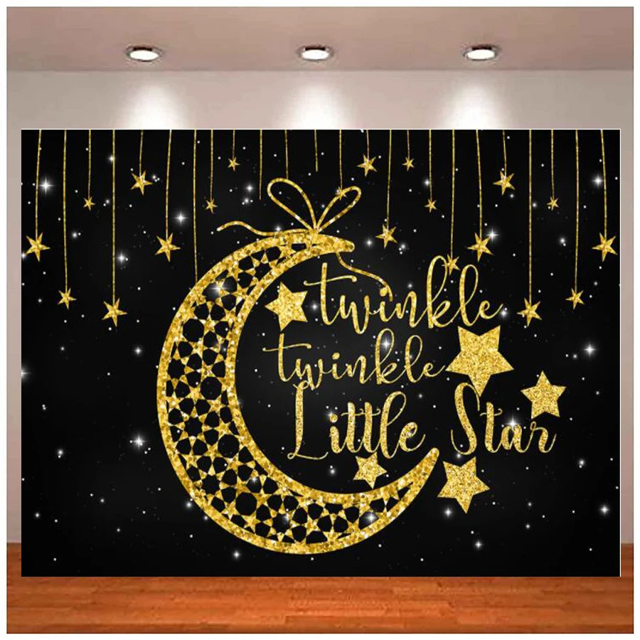 

Twinkle Star Small Photography Backdrop Shining Star And Moon Space Baby Birthday Photo Background Baby Shower Photo Studio