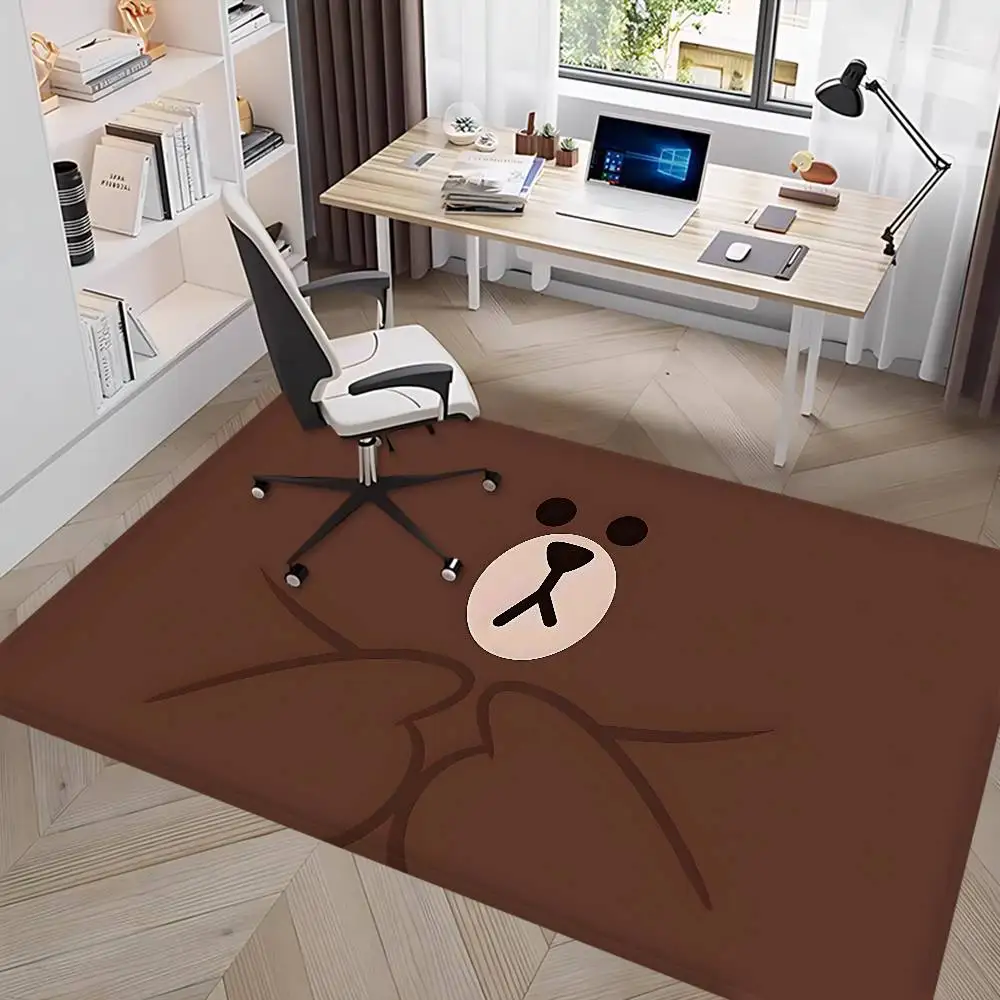 L-Lines Friends B-Brown Bear Floor Mat Rectangle Anti-slip Home Soft Badmat Front Door Indoor Outdoor Mat Welcome Doormat