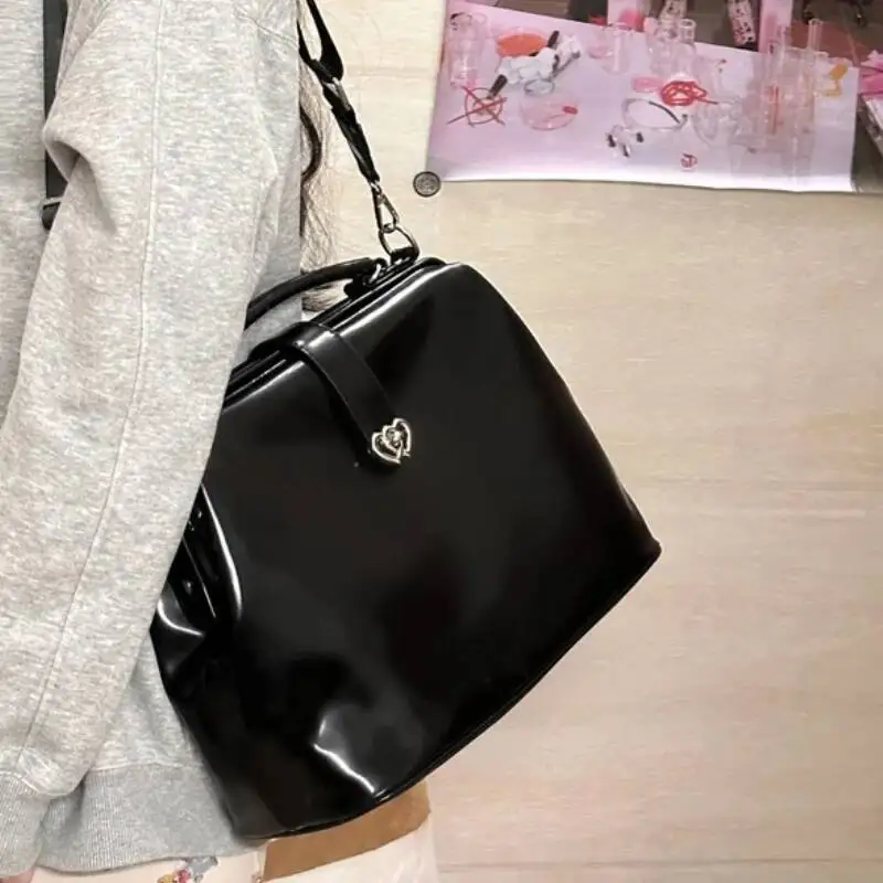 Pu レザー Y2k シンプルなバックパック女性ストリートヴィンテージプレッピー美的ハンドバッグトレンディな学生すべて一致スクールバッグ