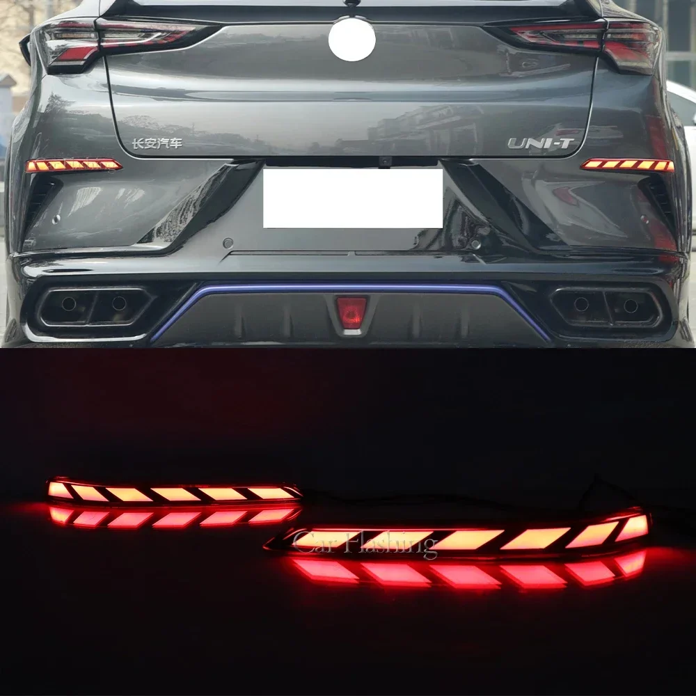 New！ 2pcs Car LED Rear Bumper Reflector Lights For Changan Uni-T 2020-2024 Turn Signal Brake Tail Lights Auto Accessory