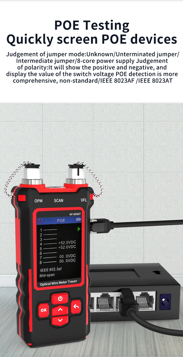 NF-859GT Leitungssucher Netzwerktester Anti-Interferenz Glasfaser-Detektor Optische Leistungsmessung Rotlicht Integrierte Maschine – Detail 12