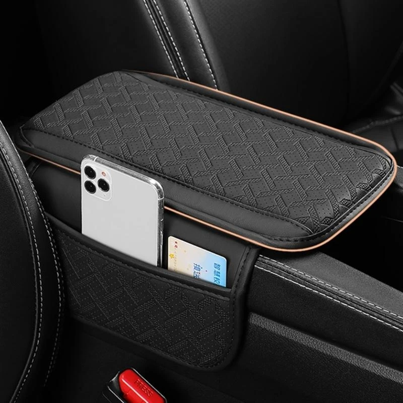 SZCH Leather Armrest Comfortable & Easy to Clean Center Consoles Cover Storage Bag