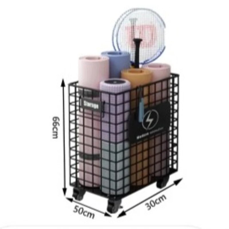 

Pad storage basket with wheels Household sports equipment Badminton racket storage rack Fitness equipment rack