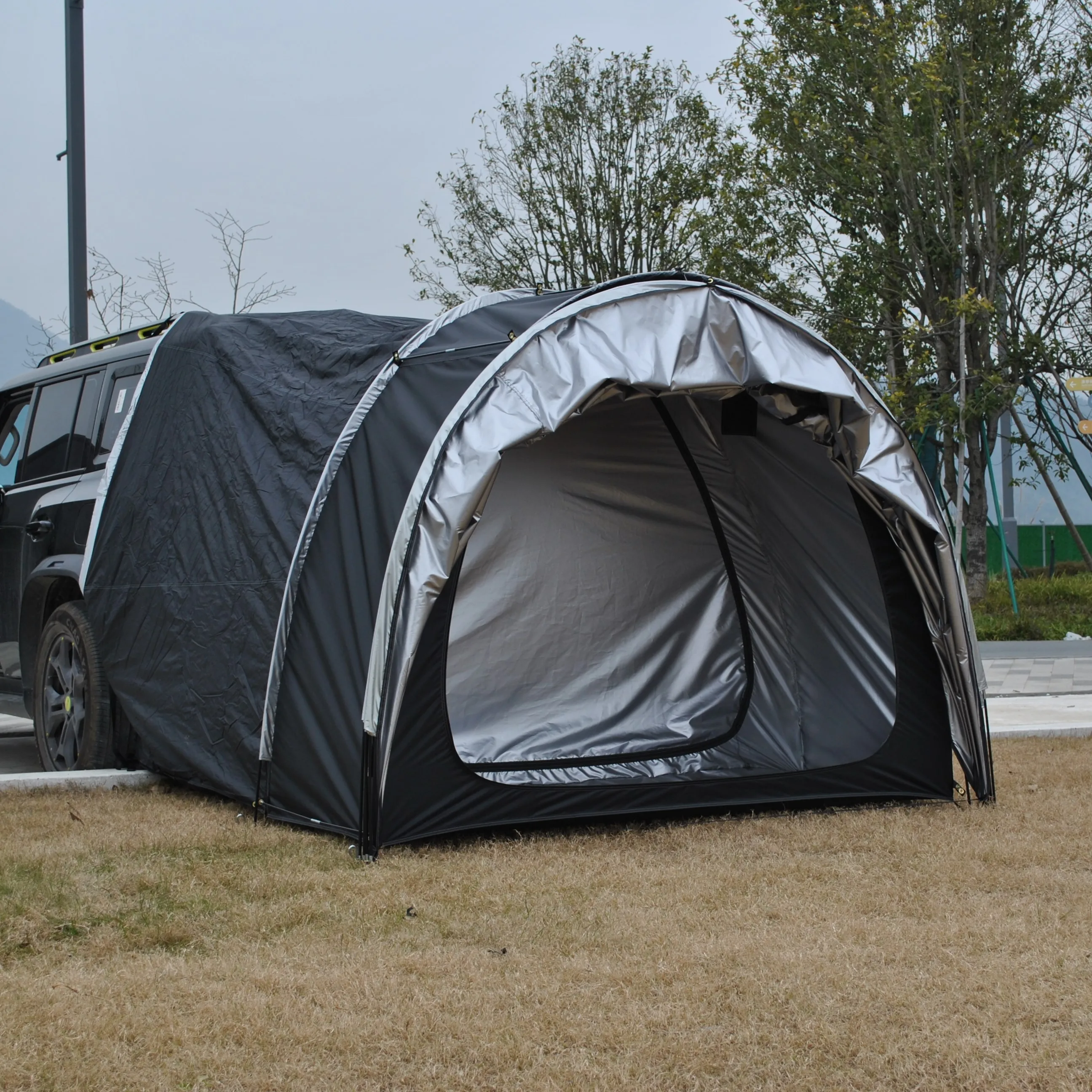 4 Person Multi-use SUV Car Rear Tent Double Layer PU3000mm Waterproof UPF 50+ UV Protection Camping Tent for 2 Rooms