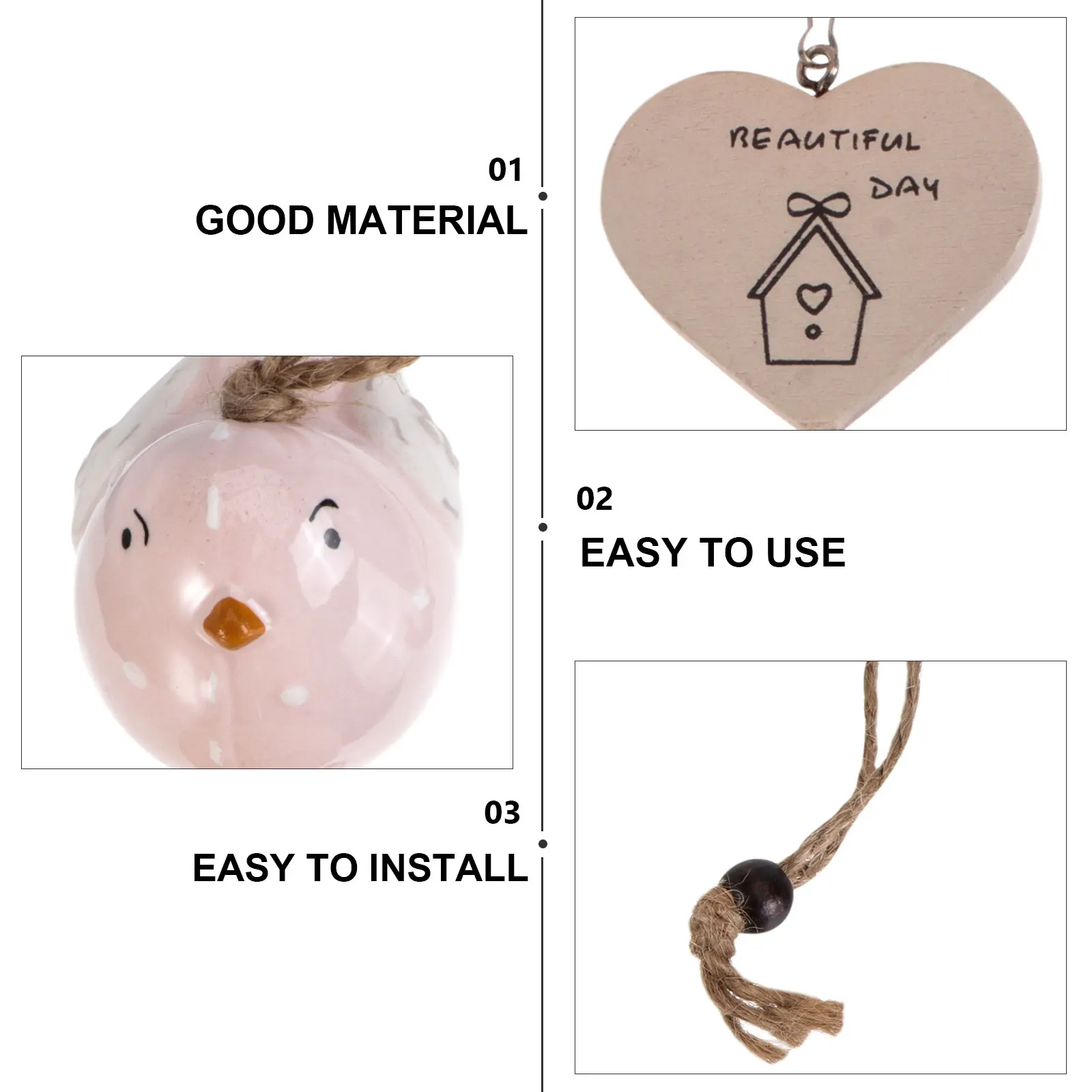 

Wind Chime Ceramic Bird Cage Retro Wall Hanging Bell Pendant Window Door Decor Cartoon Sound Producing