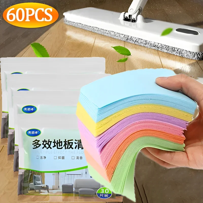 60/30pcs Floor Cleaner Water Soluble Cleaning Sheet Mopping The Floor Wiping Wooden Floor Tiles Toilet Cleaning Home Hygiene