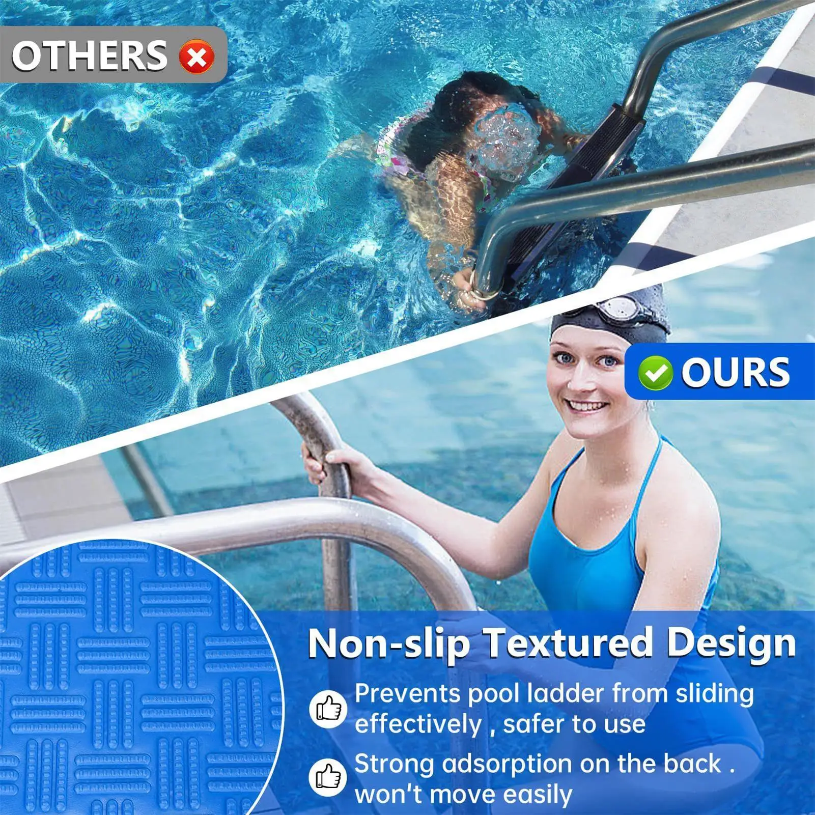 Non-slip pool step pad Swimming Pool ladder mat Outdoor waterproof step cushion safety anti-slip mat for Home Kitchen Bathroom