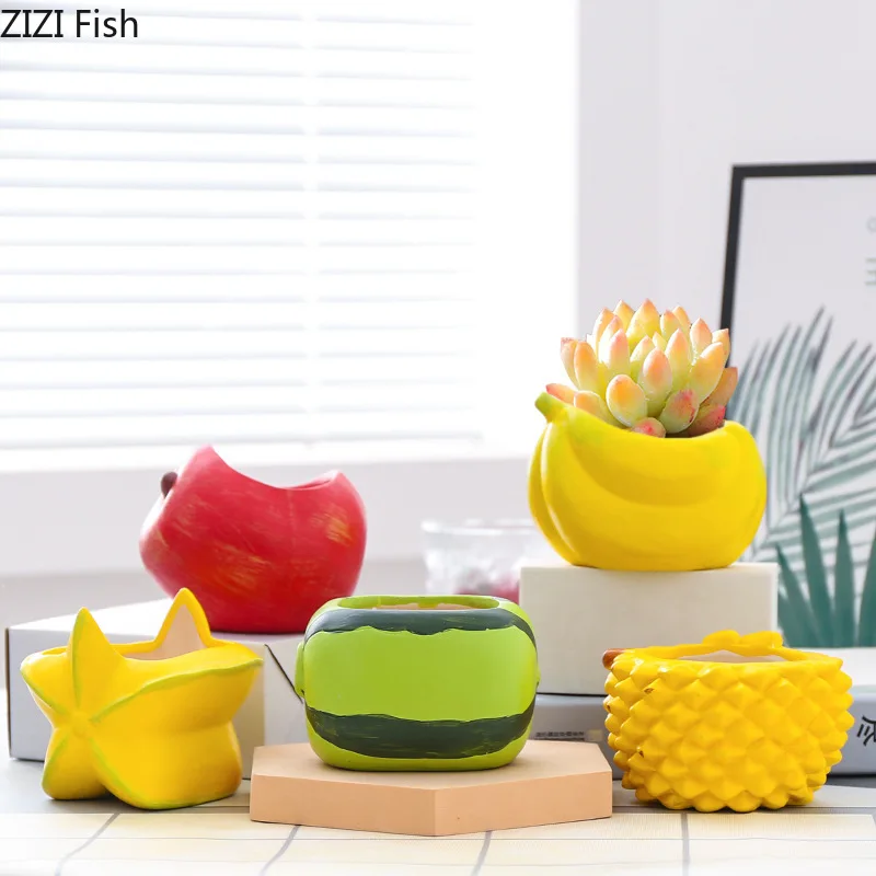 Fruit Shaped Ceramic Flowerpot Succulent Pot Handmade Flower Pots Plant Pot Flower Utensils Garden Supplies Flowers Vessels Vase