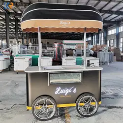 Push Ice Cream Hand Cart Electric Gelato Cart Gelato Push Ice Cream Truck Food Cart Wheels