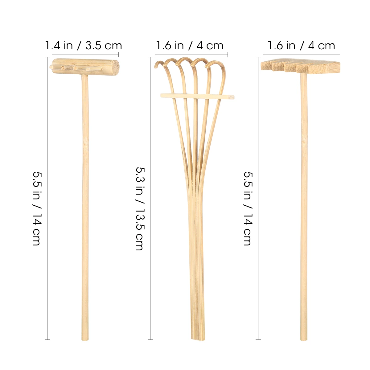 Mini rastrillo de bambú Zen, accesorios de arena para jardín, respetuoso con el medio ambiente, 3 diseños, regalos Feng Shui, decoración de boda, tiendas para el hogar, hoteles, Yoga