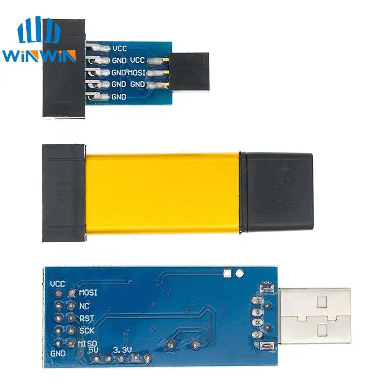 1pcs New USBASP USBISP AVR Programmer USB ISP USB ASP ATMEGA8 ATMEGA128 Support Win7 64K 10Pin To 6 Pin Adapter Board