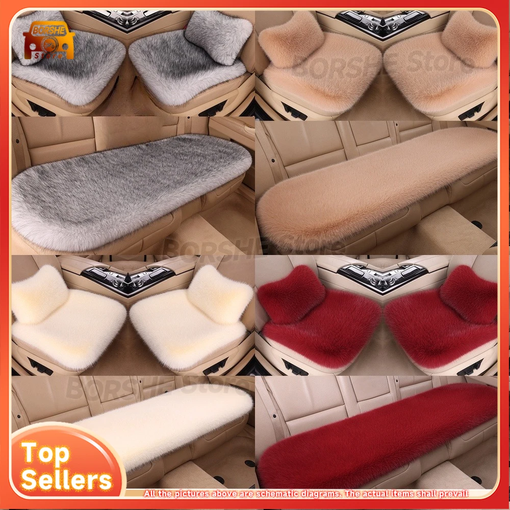 

Universal Seat CoversWholesale New Car Seat Cushion Faux Fox Fur Plush Winter Three Piece Set Universal Warm Padding