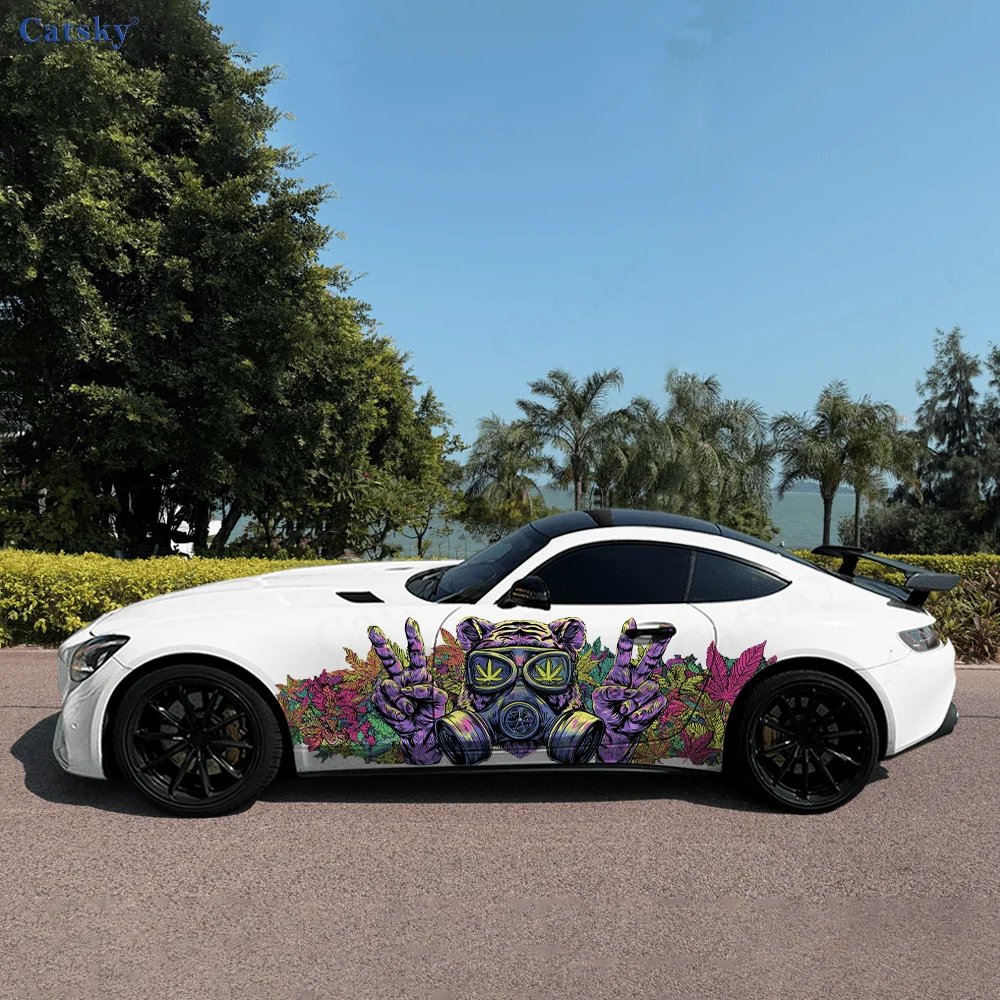 

Neon-Colored Masked Tiger Car Vinyl Wraps Decal Self-adhesive PVC Sticker Suitable for Trucks SUV Decor Auto Accessories Gift