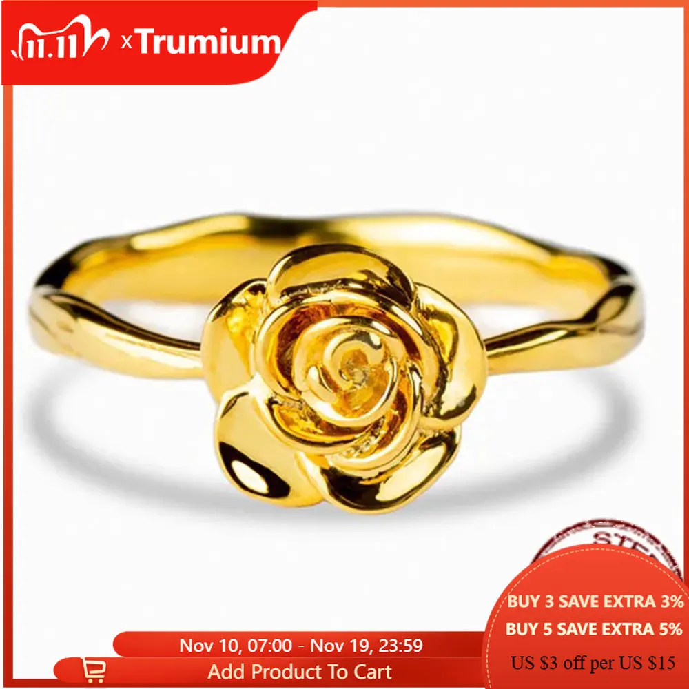 

Trumium 18-каратное позолоченное серебро 925 пробы, винтажные кольца с цветочной розой, обещание для женщин, массивное обручальное кольцо в стиле ретро, подарок
