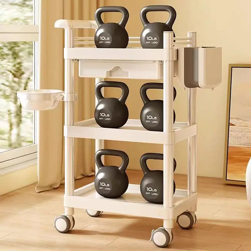 Professional Beauty Salon Cart Trolley Tool Storage Rack Movable Shelf Cupping Machine Stand Small Bubble Equipment Organizer
