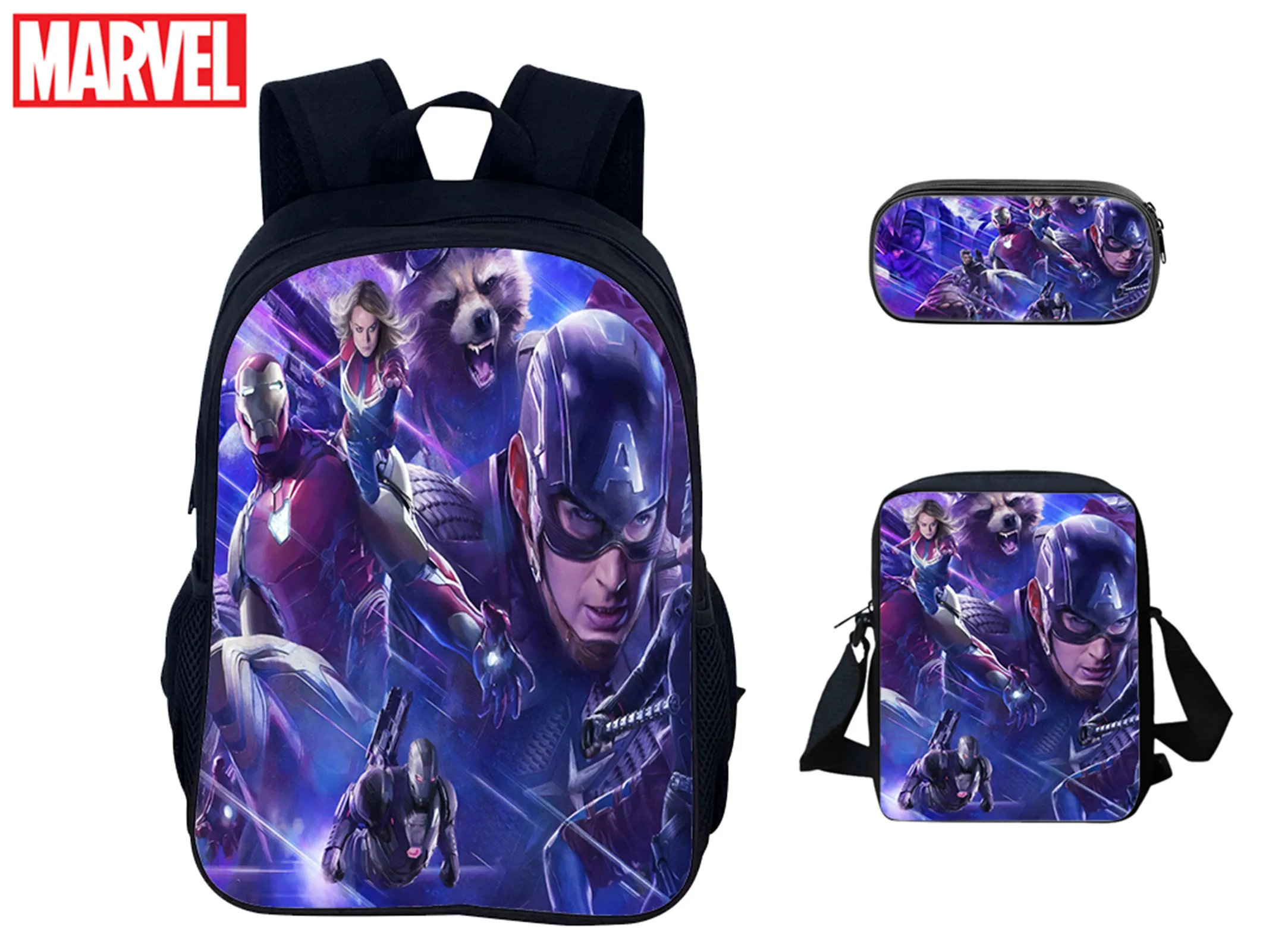 

Marvel Student Canvas Thanos Graphic Backpack Set-Casual Daypack+Shoulder Bag+Pencil Case for School Outdoor