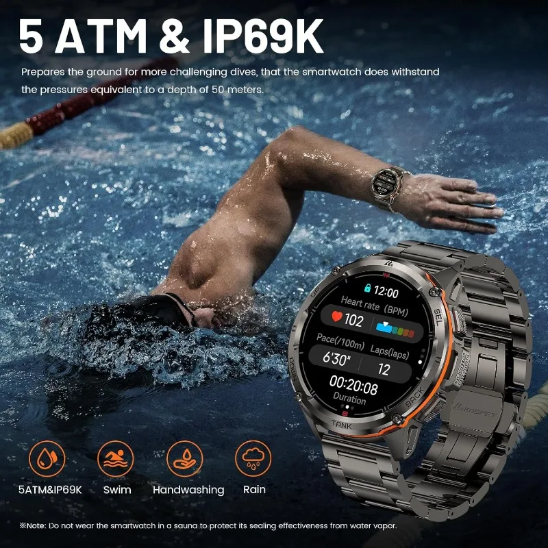 T3 Ultra GPS Smart Watch for Men-Pressure/Altitude/Compass, Extra-Large Battery, Stainless Steel Unibody Rugged Mili