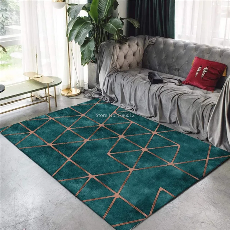 200X300CM Modern Gold Diamond Velvet Rectangular Full Shop Living Room Coffee Table Sofa Carpet Bedroom Bedside Mats Custom