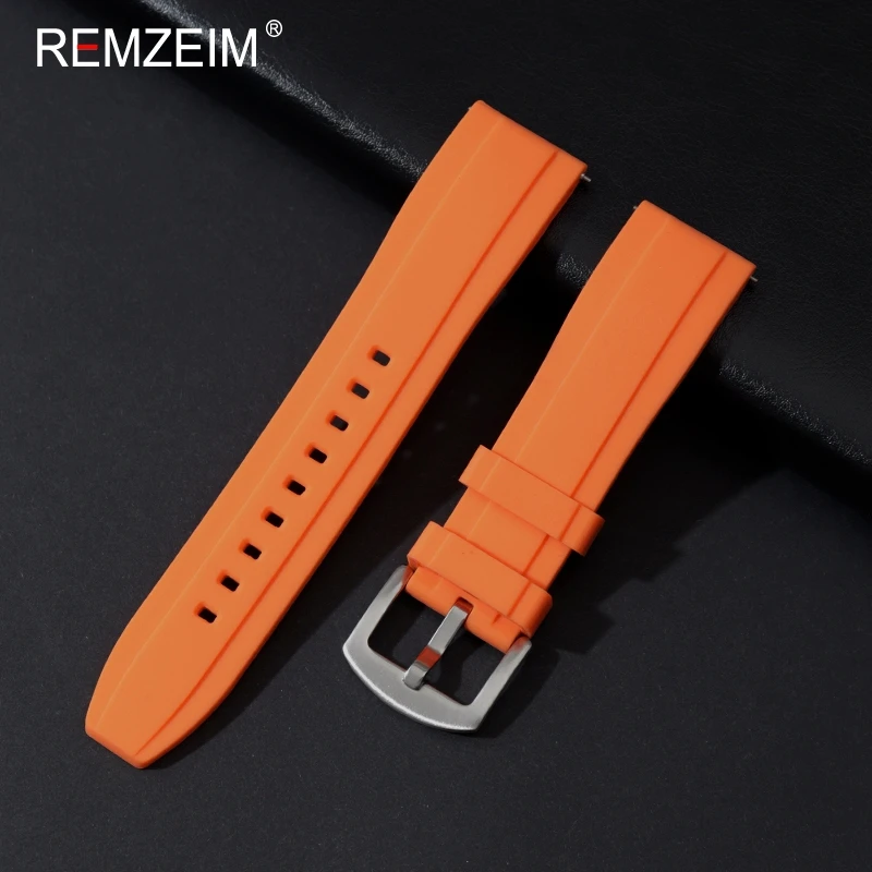 Silicone Rubber Watchband 20mm 22mm Women Men Watch Band Strap Quick Release Waterproof Sports Watch Belt Silver Buckle