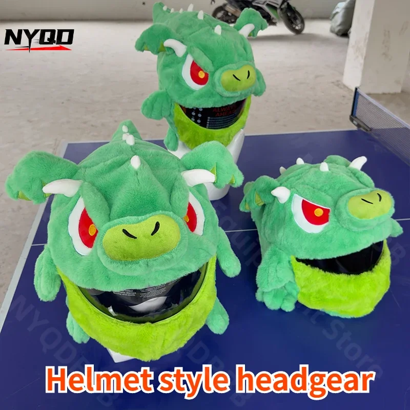 Helmet Cool and Fashionable Cartoon Decorative Headband with Delicate and Soft Plush Texture Green Faucet Style