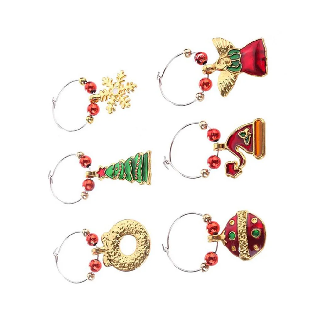 

6Pcs Wine Glass Charm Set Classic Elegant Drink Markers Holiday Party Supplies Gift Wine Glass Charms Drink Charms