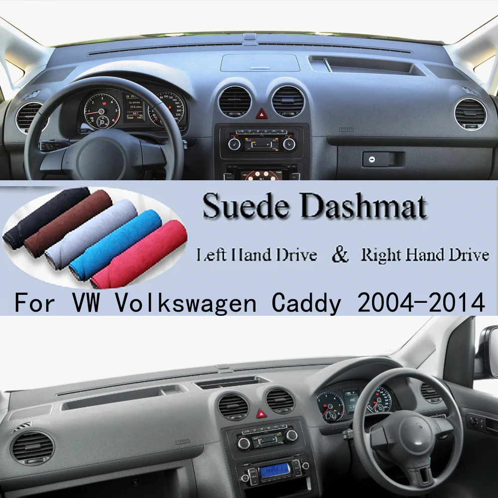 For VW Volkswagen Caddy 3 2004 2005 2006-2014 Suede Leather DashMat Dash Mat Cover Dashboard Pad Sunshade Carpet Car Accessories