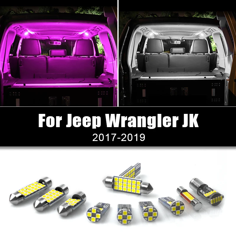 

For Jeep Wrangler JK 2017 2018 2019 4pcs 12v Car LED Bulbs Auto Signal Lamp Interior Dome Reading Lamps Trunk Light Accessories