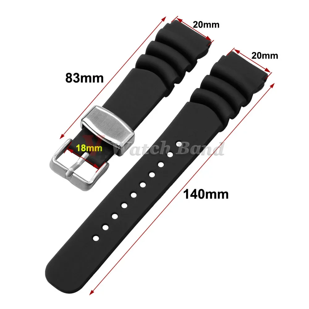 Universal Watchband for Seiko 20mm 22mm Silicone Watch Band for SKX007 SKX009 Diving 007 Abalone Canned Belt Men's Sports Strap