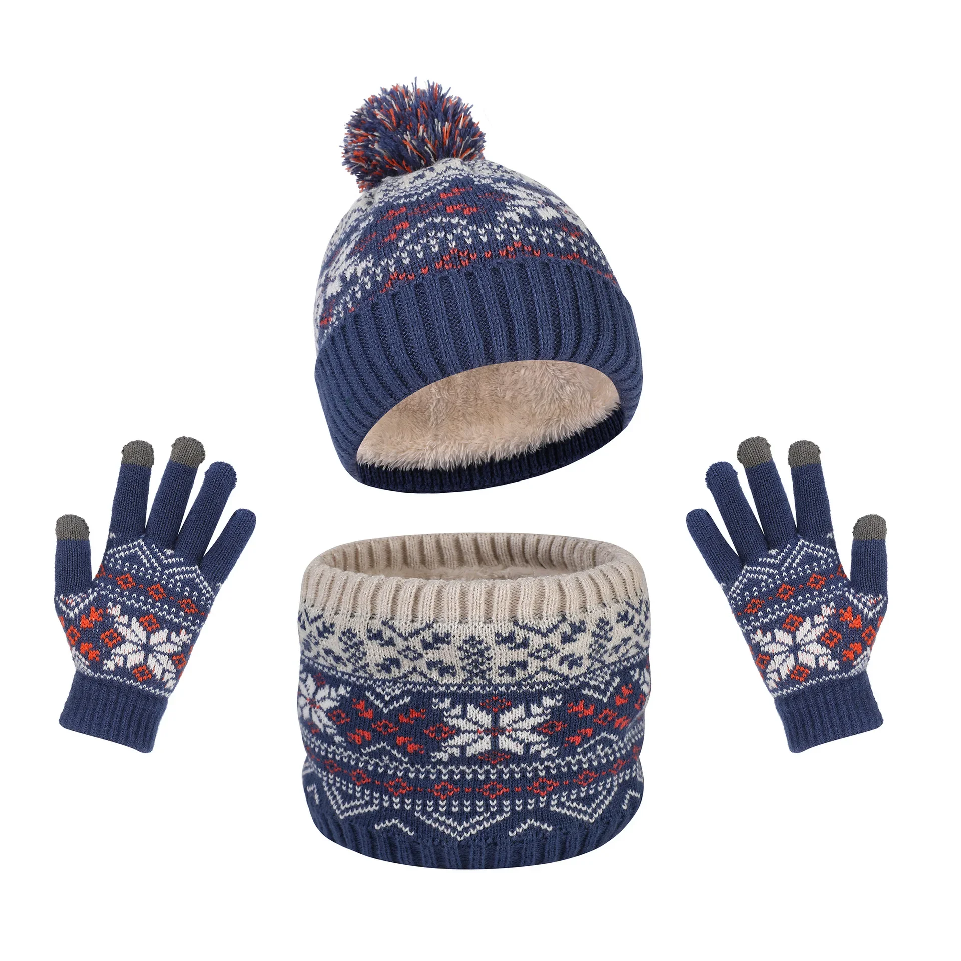 Ensemble bonnets et écharpe en tricot pour enfants, chapeaux classiques, rayures à carreaux, optique flocon de neige, doublé de sourire, garçons et