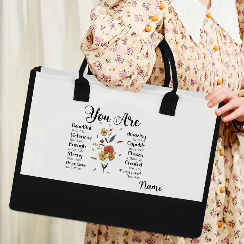 You Are Bible Verse Personalized Tote Bags Customized Name Organizer Shoulder Bag Fashion Handbag Christian Motivational Gifts