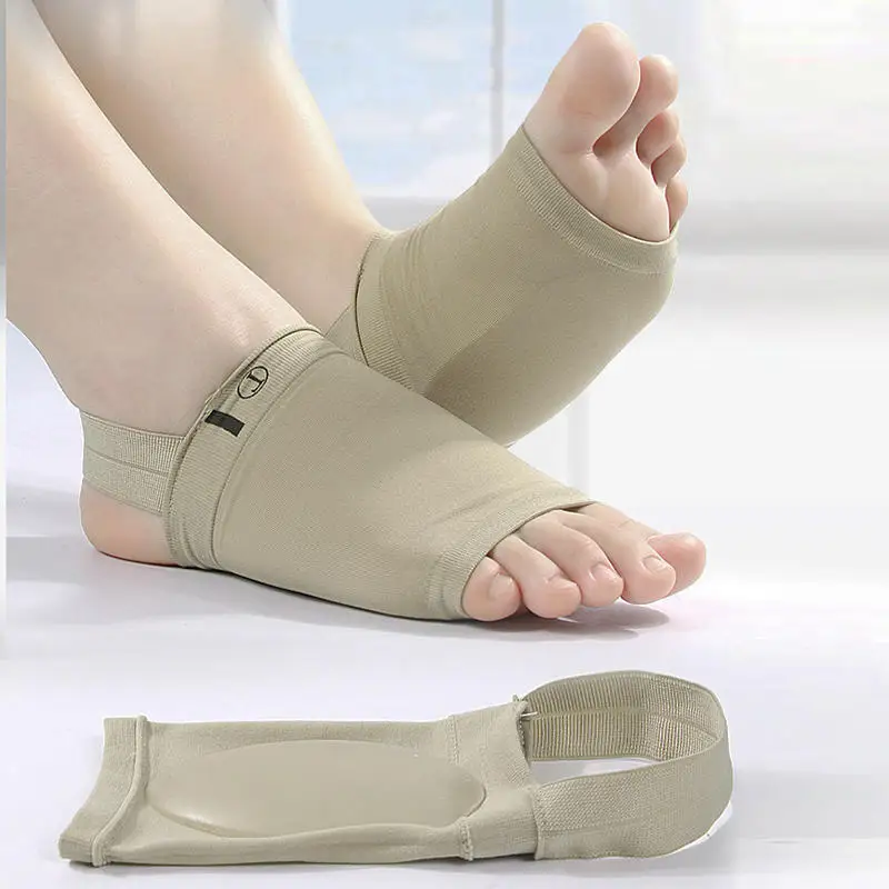 1 คู่ผ้าพันแผล Arch กีฬาเท้า Pad แบน Arch ยุบสนับสนุน Orthopedic Pad เท้า Eversion Footrest Pad Arch ถุงเท้า