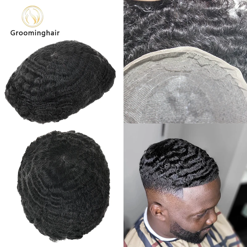 الأفرو خصلات الشعر المستعار 10 مللي متر نسج الأسهم الشعر المستعار 8x10 6 بوصة 100% الهند الشعر البشري الأسهم الشعر المستعار كامل الدانتيل/PU الشعر المستعار للرجال استبدال