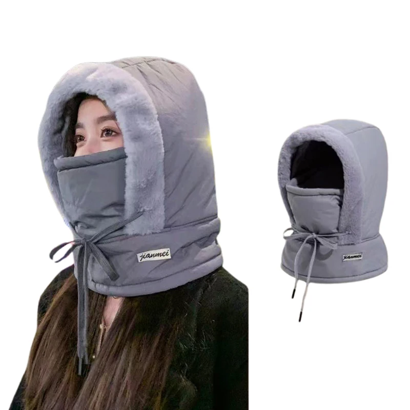1Pieces Cold Weather Thermal Balaclava Scarf Winter Windproof Hood Hat Plush Neck Warmer Ski Face Mask Mountaineering Scarf