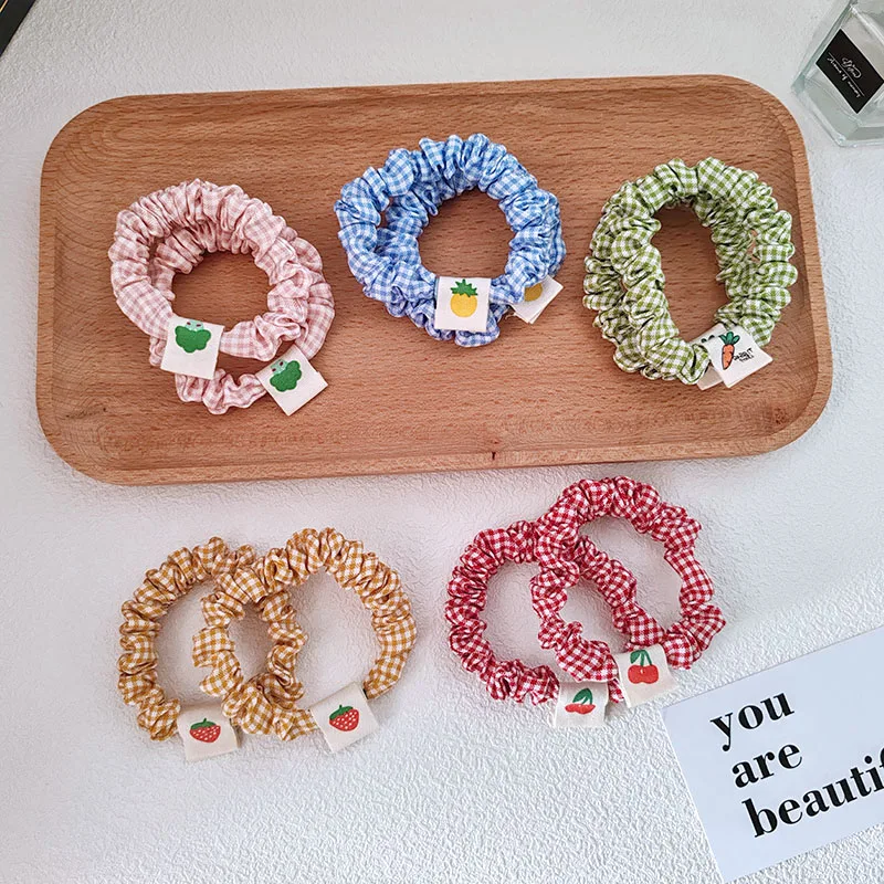 2PC Fruit Cherry Strawberry Elastic Hair Bands Rubberband Women Girls Kids Children Hair Ties Rope for Hair Accessories Scrunchy