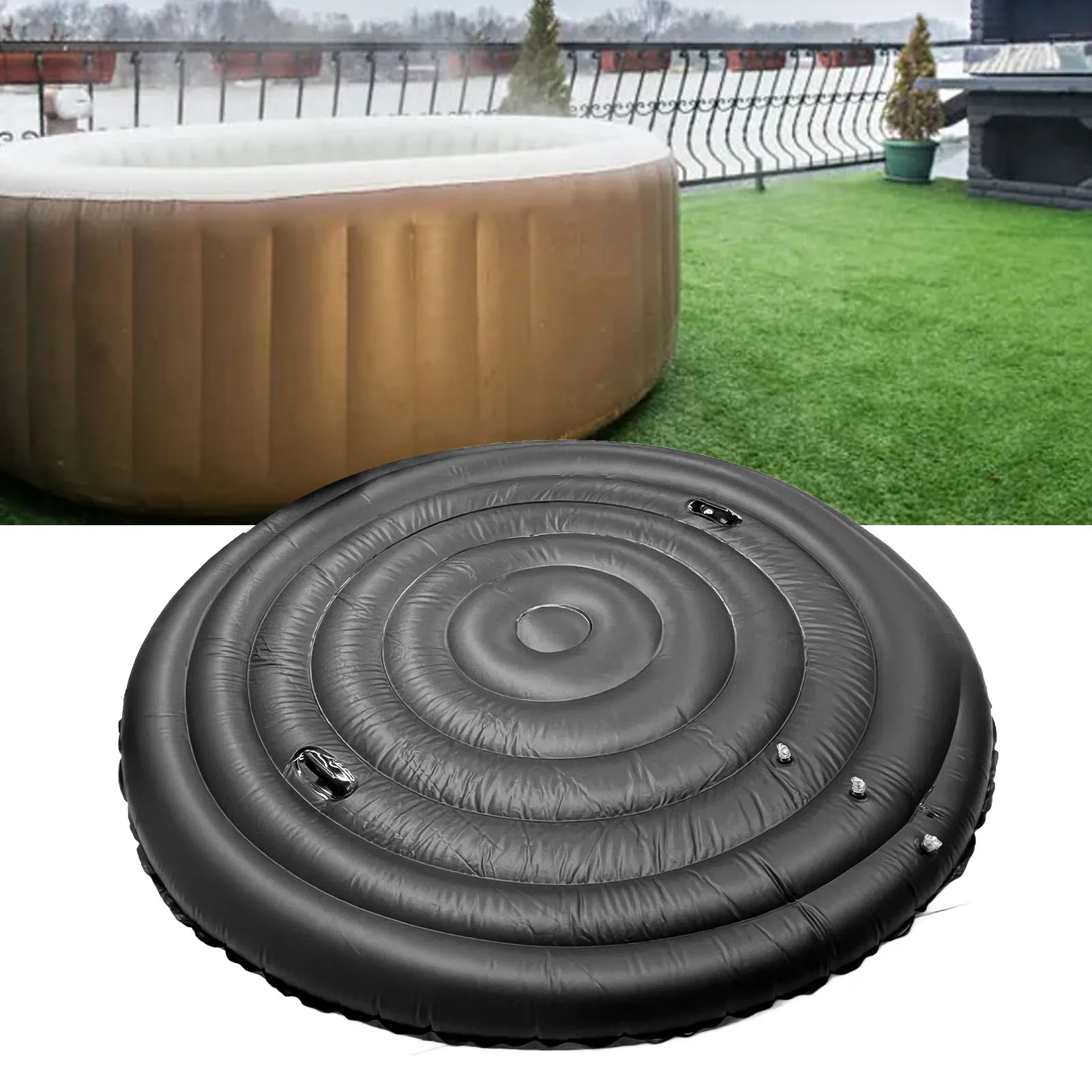 

Hot Tub Cover With Handles Dust Proof Windproof Rain Proof Snow Proof PVC Inflatable Insulated Hot Tubs Lid For Outdoor