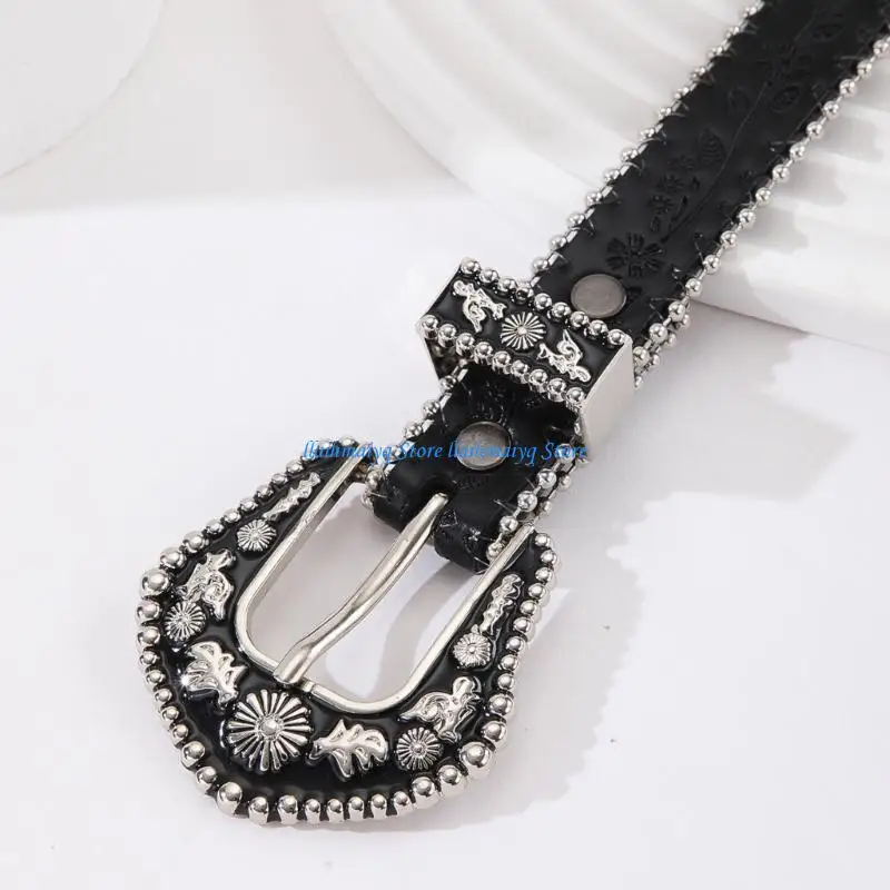 573B حزام جلدي نسائي موضة الصيف حزام رفيع فستان جينز مزخرف حزام خصر #2