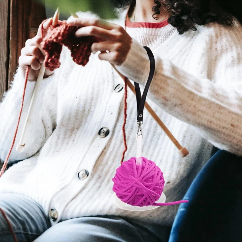 1PCS Acrylic Wrist Yarn Holder With Leather Wrist Strap, Portable Yarn Ball Holder, Organizer For Knitting Supplies Durable B