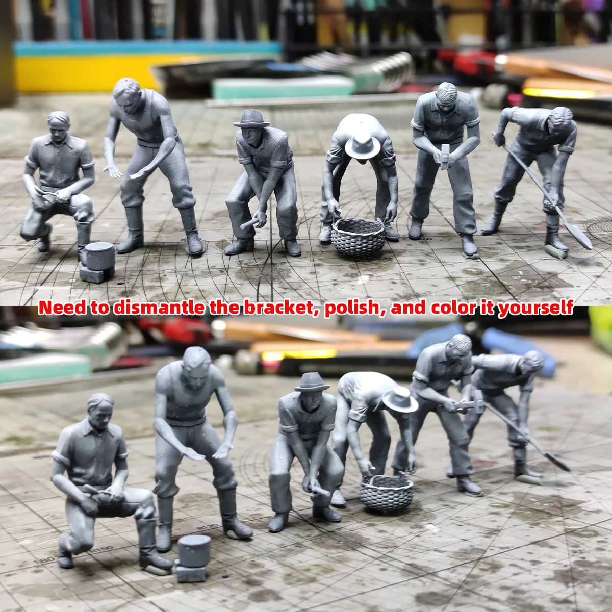 Maßstabsgetreue Miniatur-Modellbausätze Figuren Diorama Migrantenarbeiter Zivilisten Allmähliche Menschen Figurenset 1/35 1/43 1/48 1/64 1/72 1/87 Ho Z – Detail 3